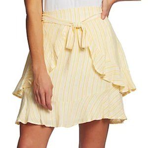 Cece Jacquard Stripe Yellow Ruffle Skirt